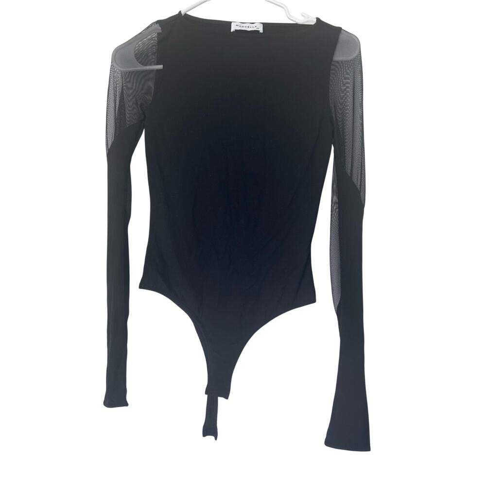 NWOT Marcella Adella Mesh Black Bodysuit Size XS